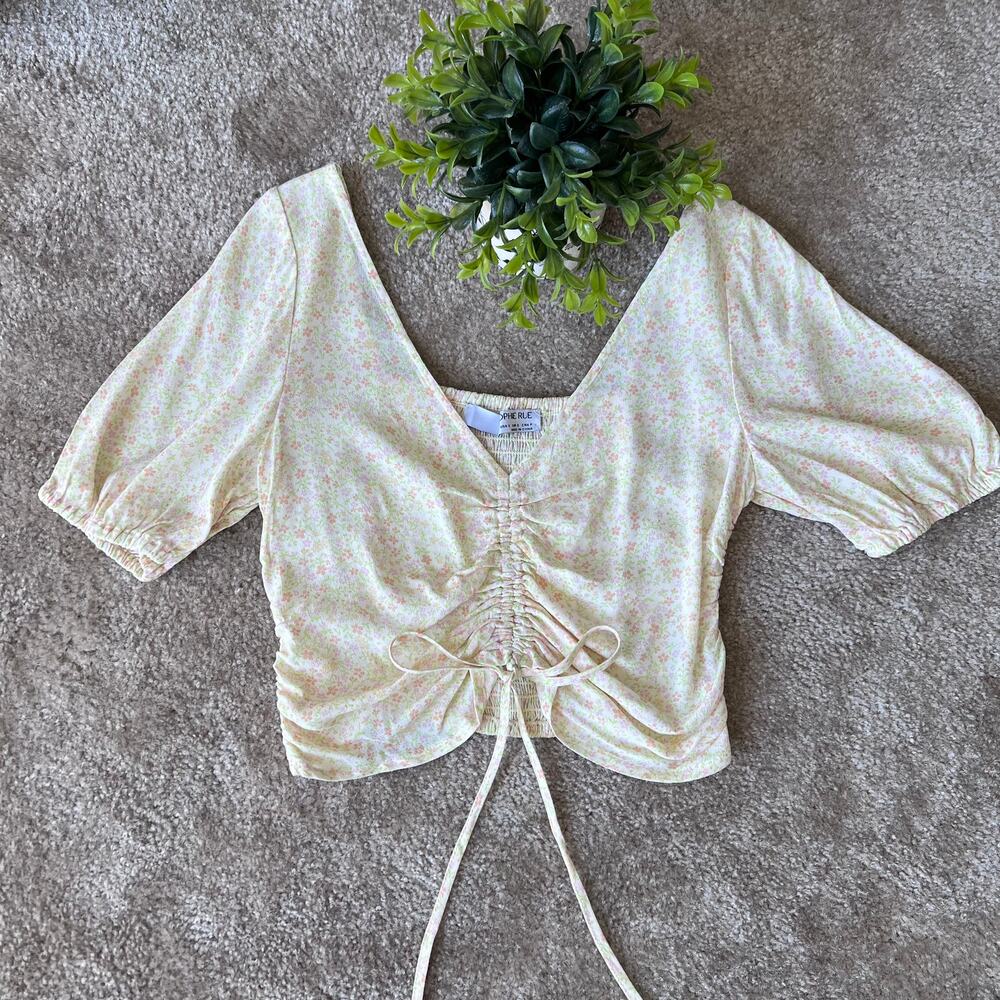 NWT Sophie Rue Floral Print Ruched Front Spring Crop Top Size: Small